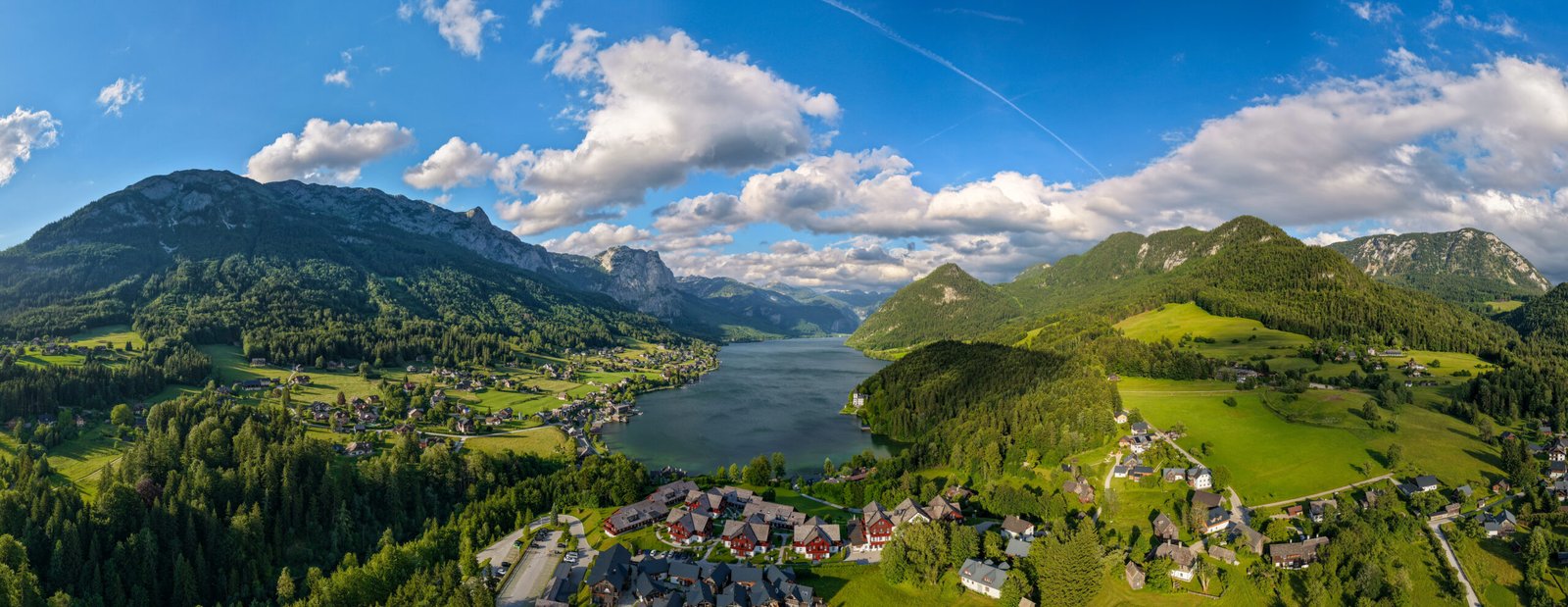 Drone shot of Austrian lake